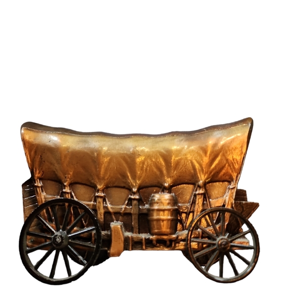 Vintage Bronze Covered Musical Wagon Bank - Picture 1 of 4